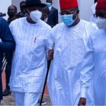 Fayemi, Wike, Umahi and Okowa during the Southern governors meeting on insecurity on Tuesday, May 11