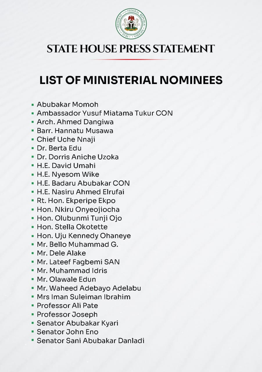David Umahi, Wike, Others Make Tinubu’s Ministerial List [FULL LIST
