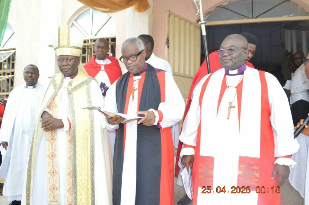 L-R: The Most Rev'd Dr. Emmanuel Egbunu (Bishop of Lokoja Diocese), The Rt. Rev'd Johnson Akinpelu (Bishop of the Diocese of Lagosmainland) and The Rt. Rev'd Festus Davies (Bishop of Ogori/Mangogo Diocese) 
